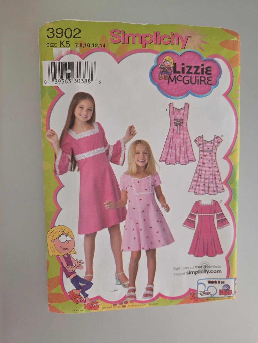 Simplicity Lizzie McGuire Sewing Pattern 3902 Size 7-8-10-12-14